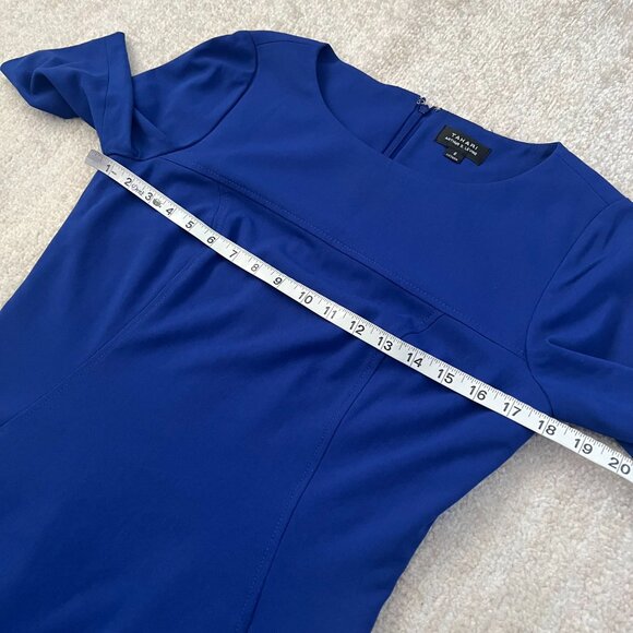Tahari Arthur S Levine Blue Short Sleeve Work Midi Dress With Pockets 6 - Picture 8 of 11